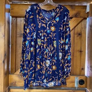 Oversized boho floral blouse with bell sleeves